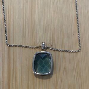 Elegant Silver and Blue Glass Pendant Necklace